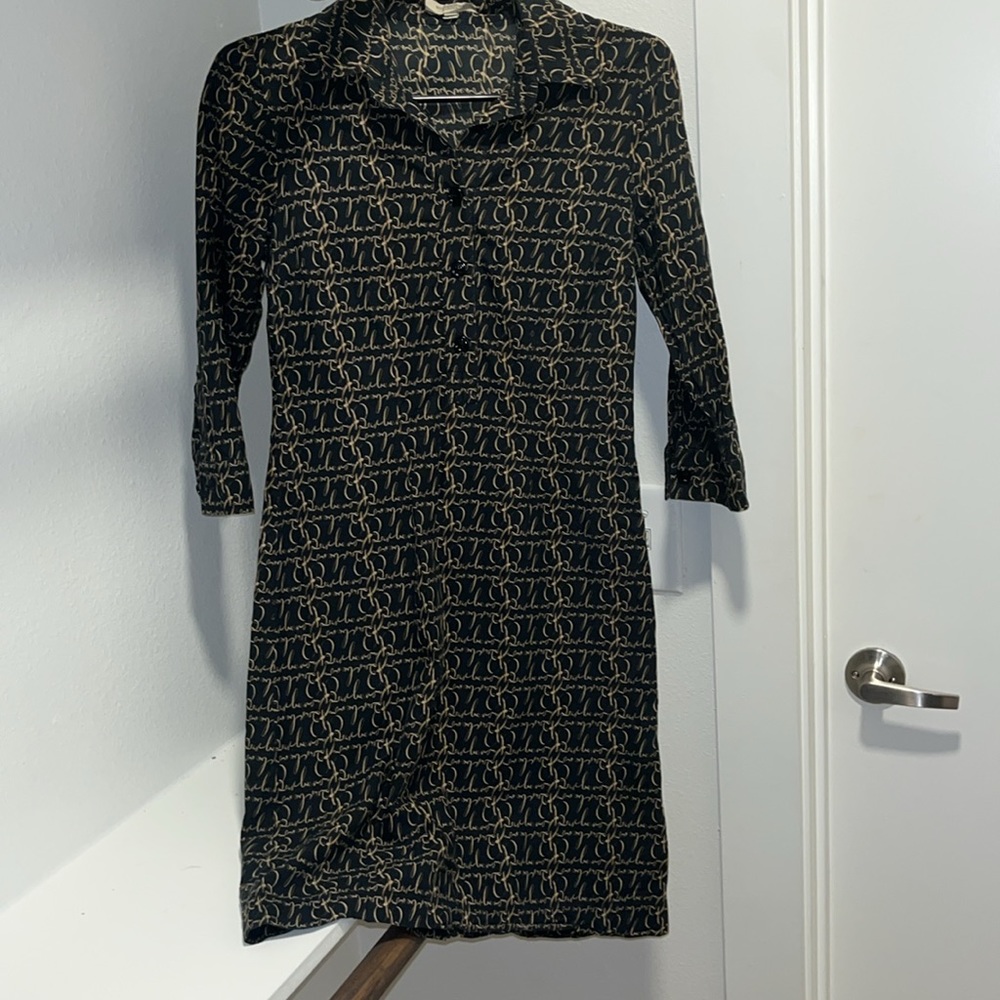 Vintage Burberry Shirt Dress with Rare Burberry Ribbon Script